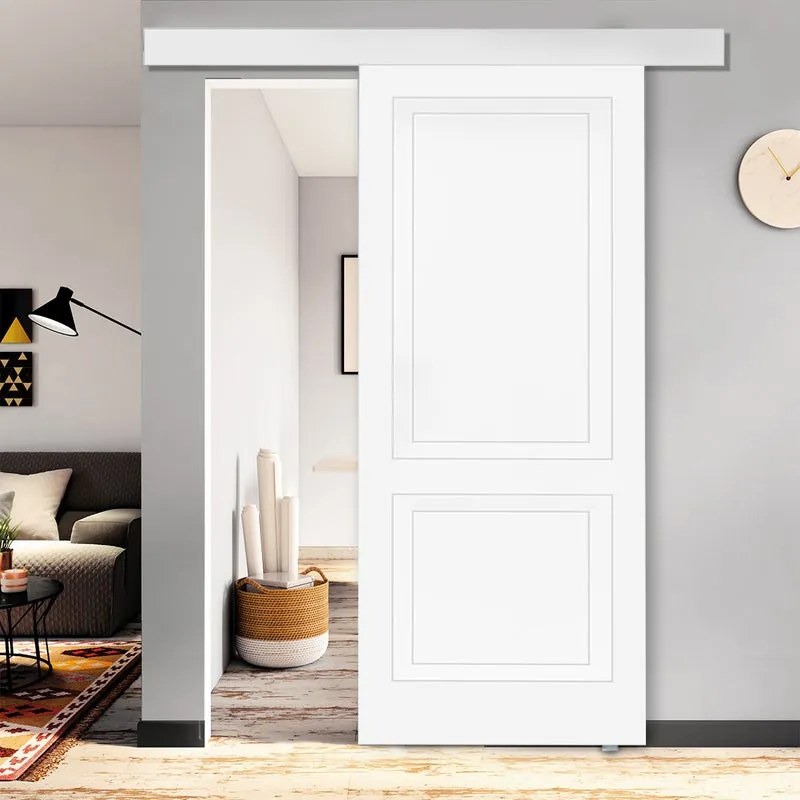 Porta scorrevole Clew in mdf bianco, L 92.5 x H 211.5 cm, con binario Atelier bianco Reversibile