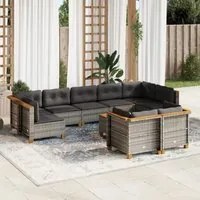 Set Divano da Giardino 10 pz con Cuscini Grigio in Polyrattan 3261996