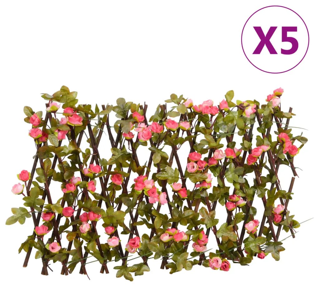 Traliccio Edera Artificiale Espandibile 5pz Rosa Scuro 180x20cm /
