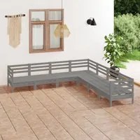 Set Salotto da Giardino 7 pz in Legno Massello di Pino Grigio 3083096