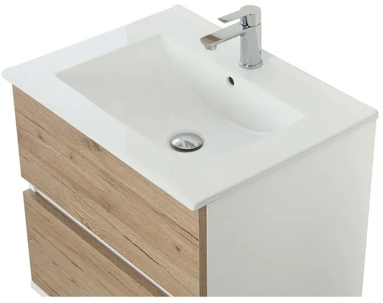 Composizione Bagno Sospesa 60 cm Colore Rovere di Bordeaux 2 Cassetti