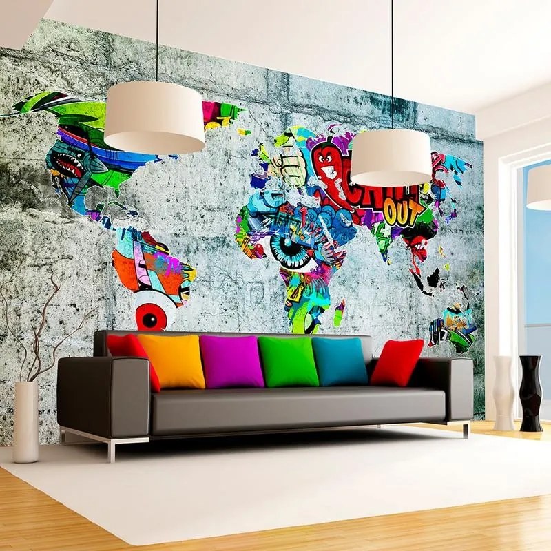 Fotomurale adesivo  Map  Graffiti  Larghezza x Altezza Home decor 245x175