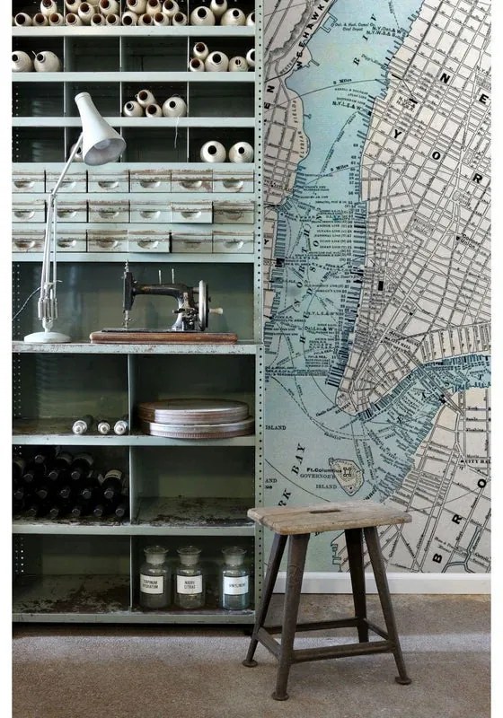 Fotomurale Mappa, grigio argento