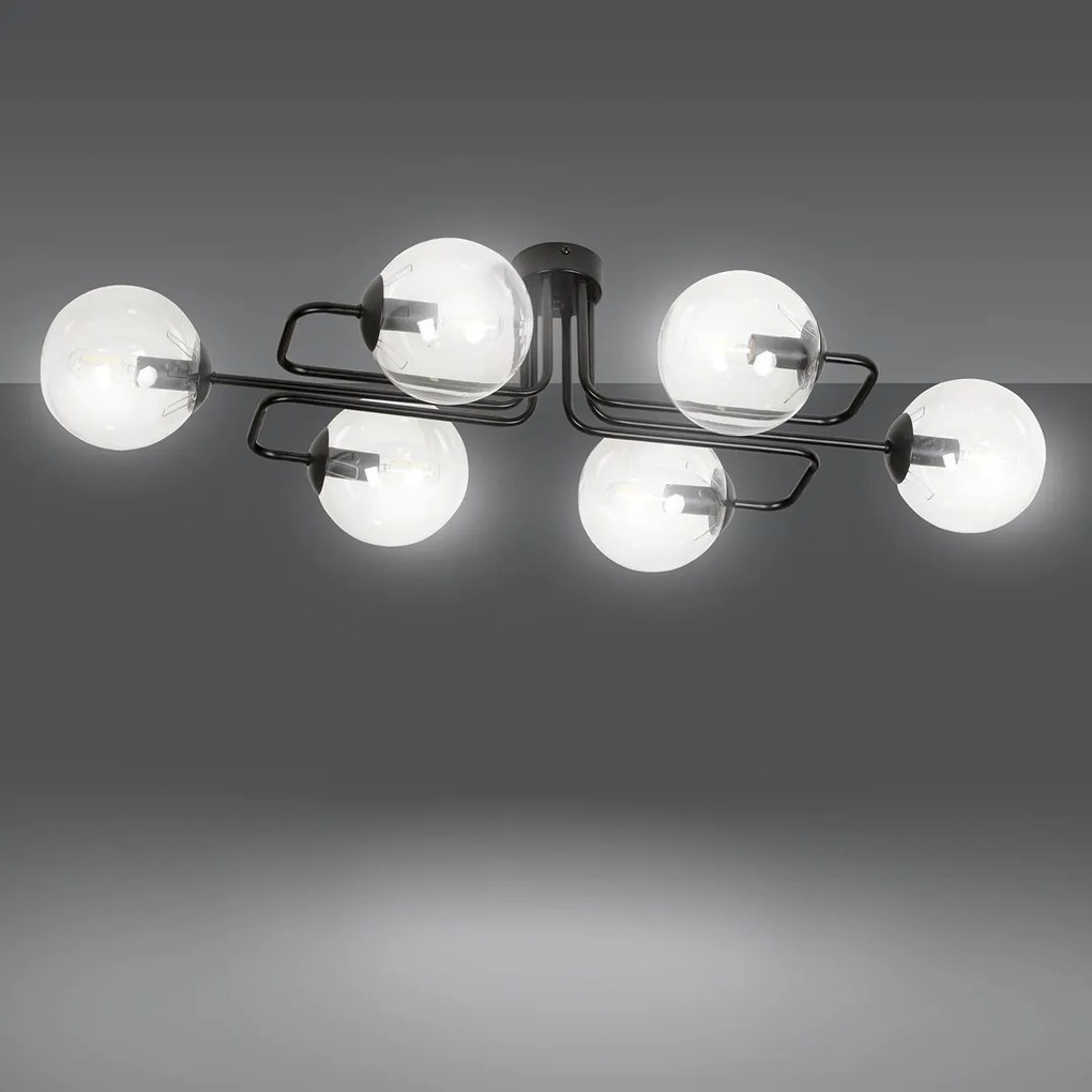 Lampadario da soffitto BRENDI 6 in acciaio e vetro 6xE14