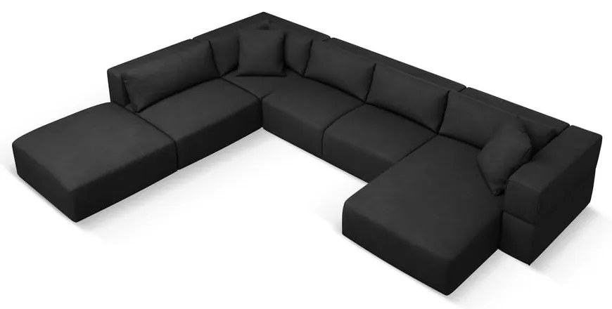 Divano a U angolare nero, angolo sinistro Esther - Milo Casa