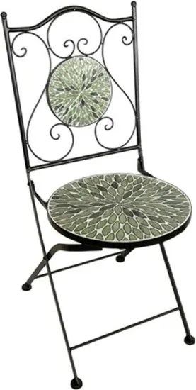 Set Bistrot Tavolo Maioliche D60xH75 Con 2 Sedie Pieghevoli Fogliarte