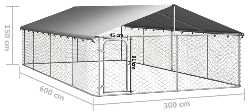 Gabbia per cani da esterno con tetto 600x300x150 cm