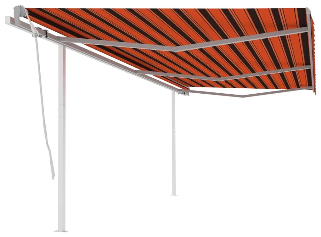 Tenda Retrattile Manuale Con Pali 6x3,5 M Arancio E Marrone /