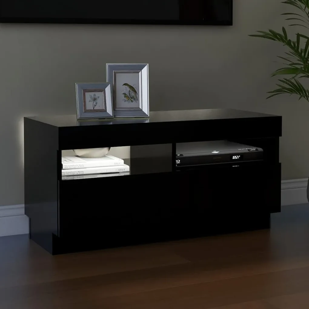 Mobile porta tv con luci led nero 80x35x40 cm