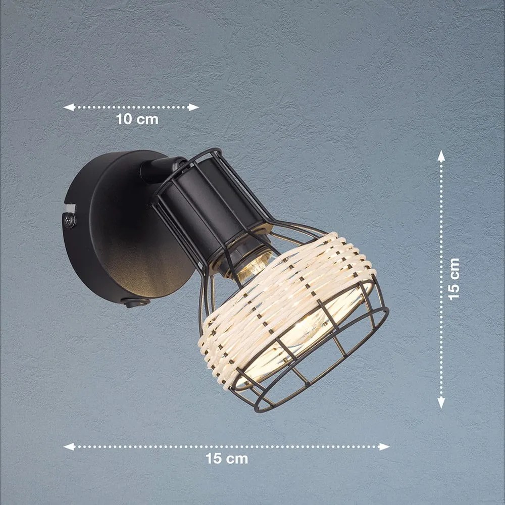 Lampada da parete nera Straw – Fischer & Honsel