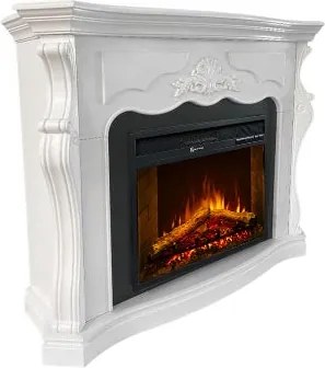 Camino elettrico da terra in legno Bianco PARIGI L123xP39xH100 cm