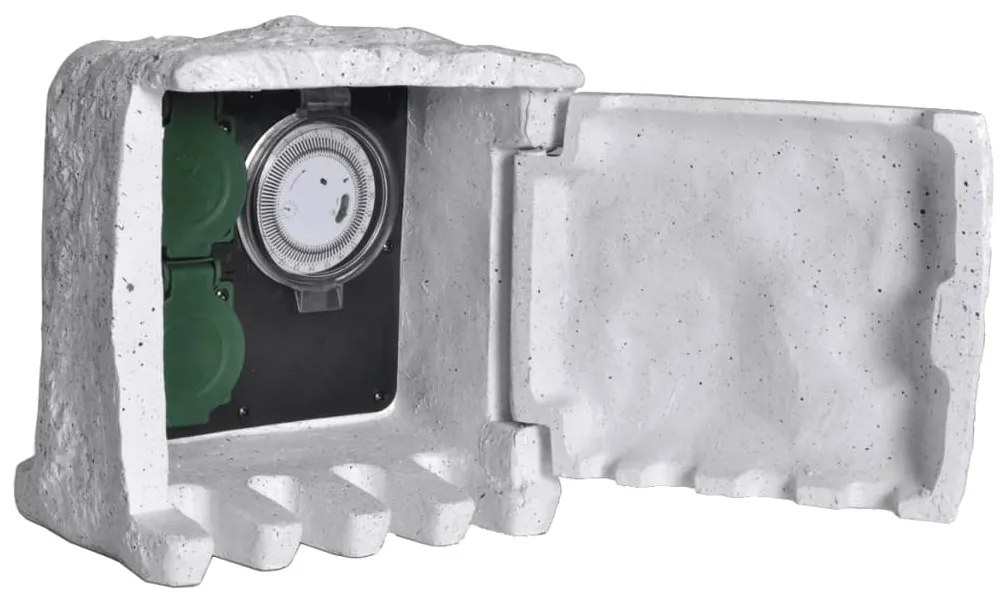 Presa Elettrica Da Giardino İn Pietra Falsa Con Timer /