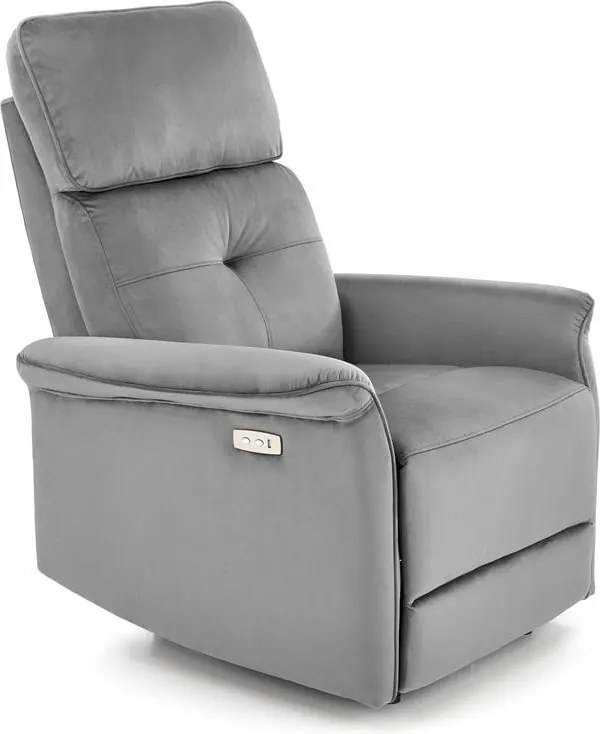 Poltrona reclinabile Semir in velluto grigio - H108 cm