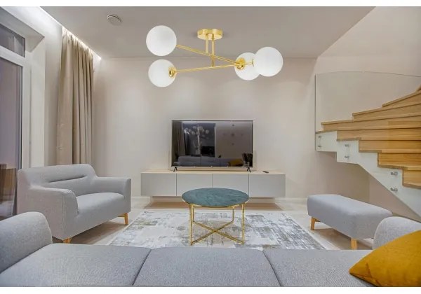 Lampadario a sospensione con supporto rigido 4xE27/35W/230V diametro 70 cm oro