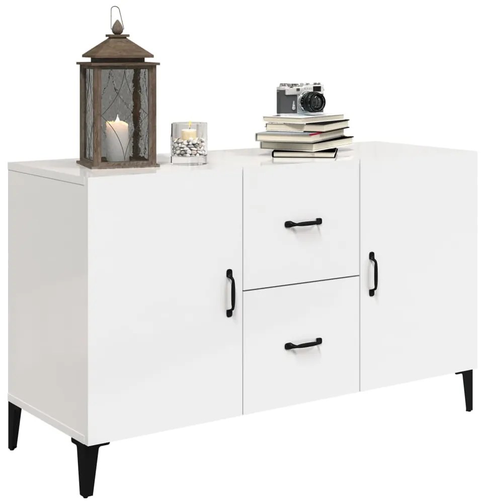 Credenza bianco lucido 100x36x60 cm in legno multistrato