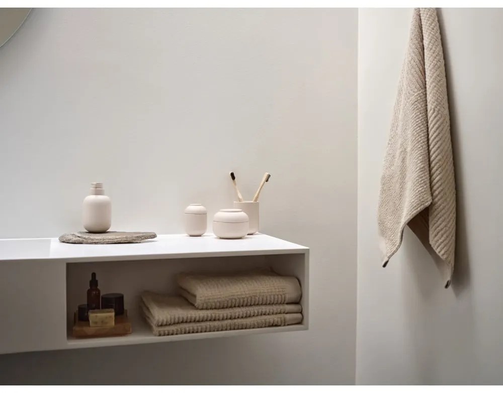 Organizer da bagno beige in gres per dischetti di cotone Sensu – Zone