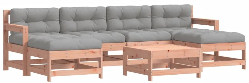 Set divani giardino 7 pz con cuscini legno massello di douglas