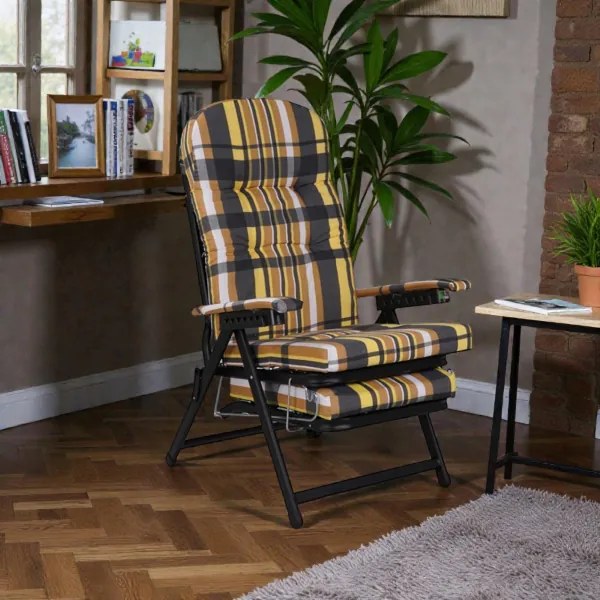 Poltrona sdraio metallo - prolunga con cuscino imbottito MARY Arancio