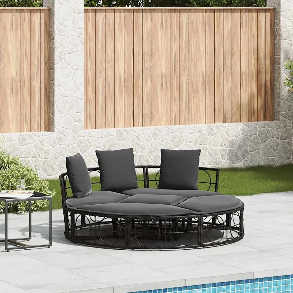 Lettino Prendisole Esterno Senza Tetto Nero İn Polyrattan /