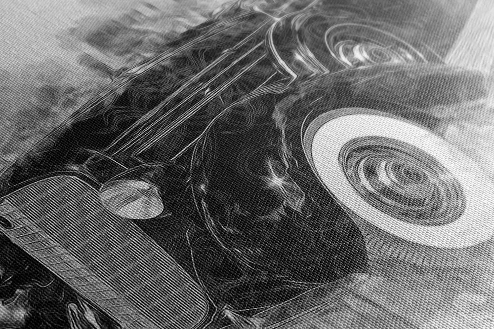 Quadro su tela – Auto retrò storica in bianco e nero