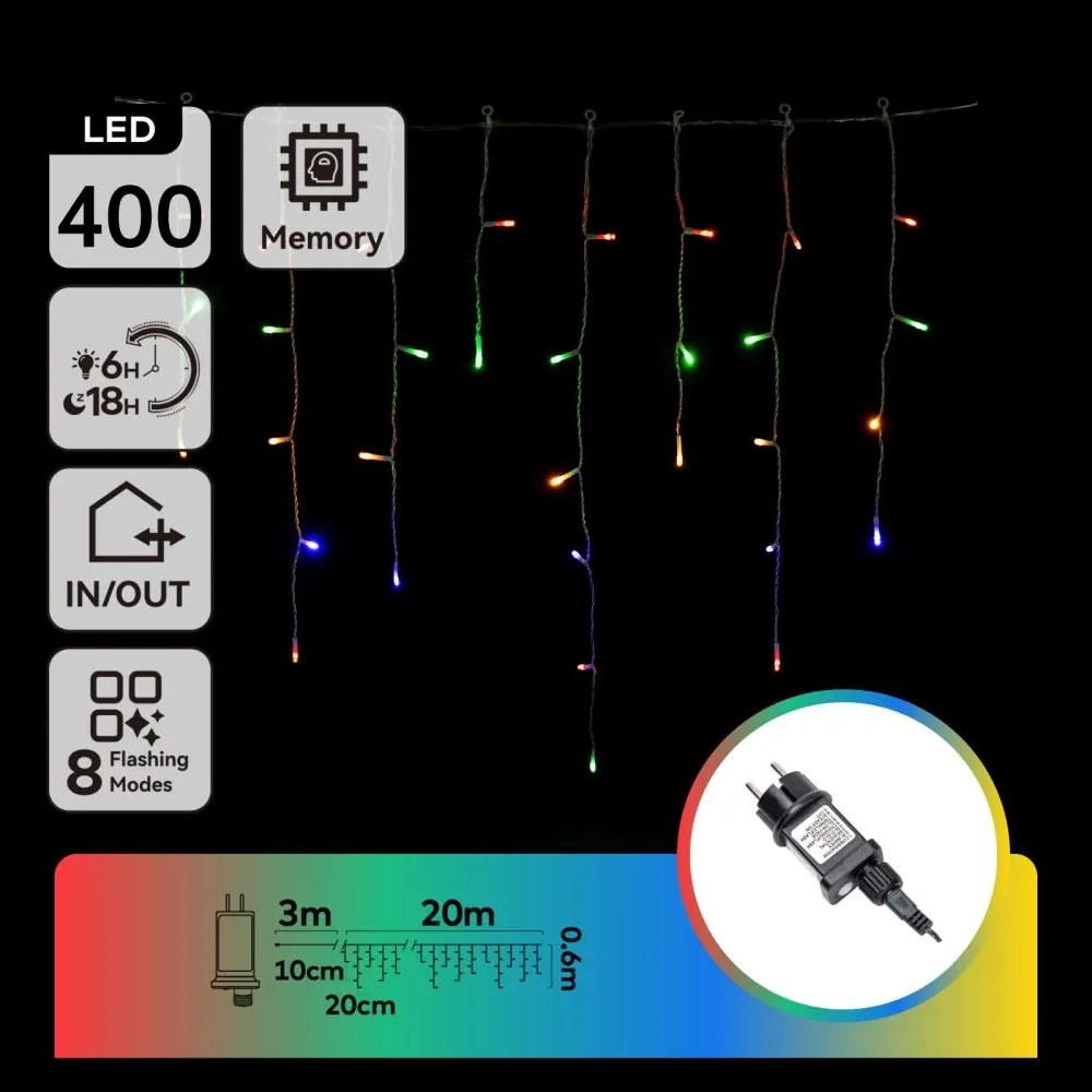 Aigostar - Catena LED da esterno 400xLED/8 funzioni 23x0,6 m IP44 multicolore
