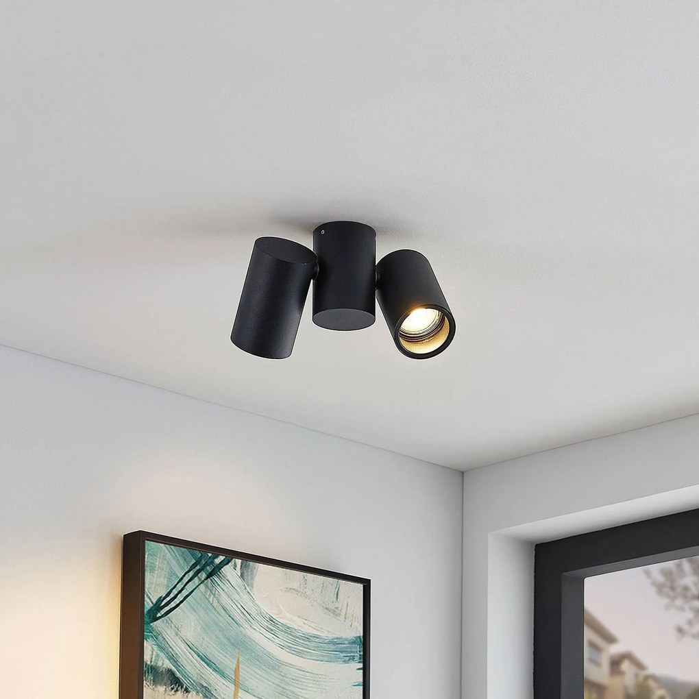 Plafoniera soffitto Gesina Arcchio, dimmerabile, Nero, Soggiorno / Sala da pranzo, Alluminio, Moderno, Plafoniera