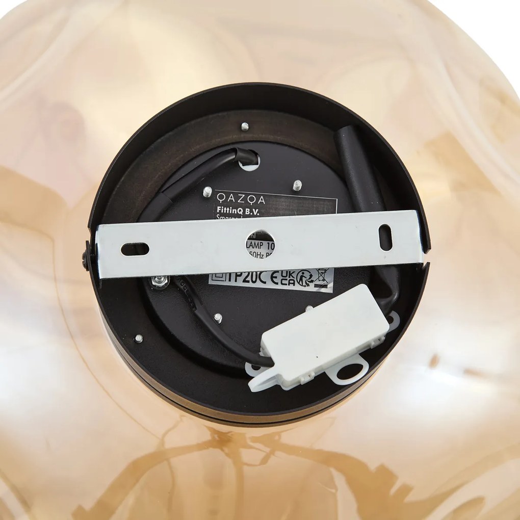 Plafoniera di design nera con vetro ambrato - Gemma