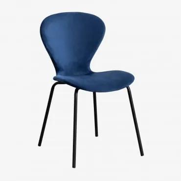 Confezione da 4 sedie da pranzo impilabili in velluto Uit Blu & Nero - Sklum