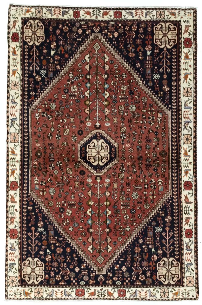 Shiraz Tappeto 110 x 170 Rosso (Iran) Annodato A Mano