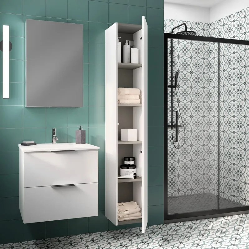 Colonna per mobile bagno Jnka SENSEA 1 anta P 32 x L 30 x H 180 cm bianco lucido truciolare