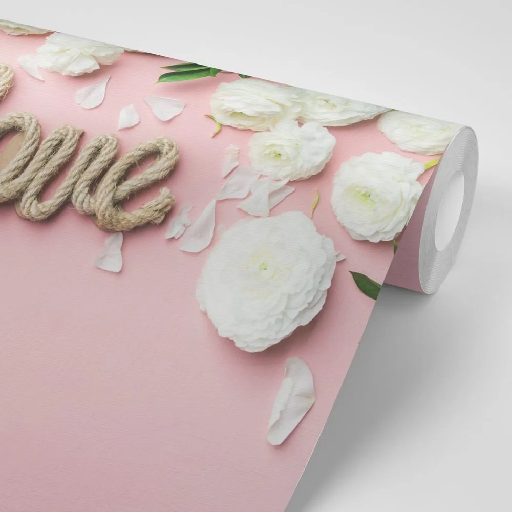 Carta da parati autoadesiva – Scritta Love in stile romantico