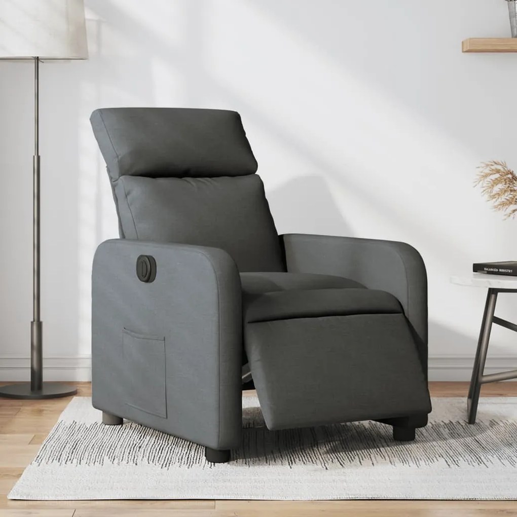 Poltrona Elettrica Reclinabile Grigio Scuro İn Tessuto /