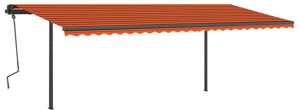 Tenda Retrattile Manuale con LED 6x3,5 m Arancione e Marrone