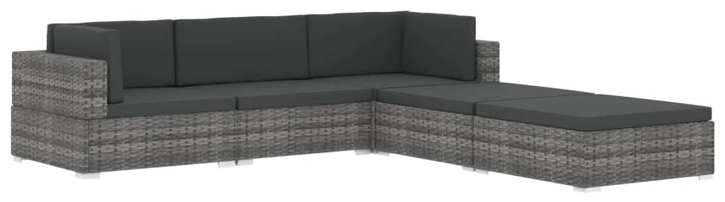 Seduta Centrale Modulare 1 pz con Cuscini in Polyrattan Grigio