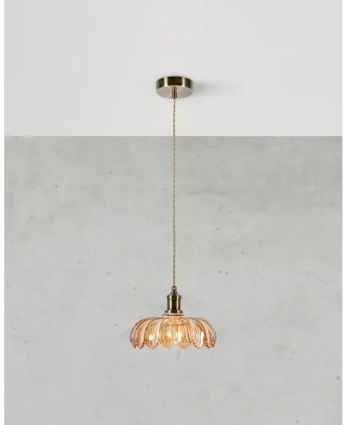 Markslöjd 108858 - Lampadario a sospensione con filo KURAGE 1xE27/40W/230V ottone/fumé beige