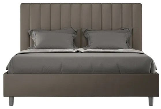 Letto matrimoniale contenitore imbottito 160x190 similpelle cappuccino Agueda