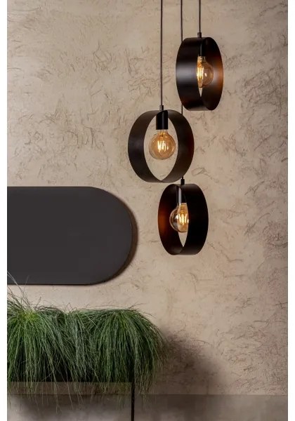 Lampadario su filo HAPPY 3xE27/60W/230V nero