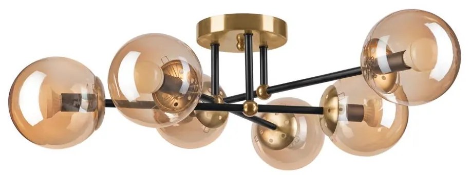 Lampadario a plafone MALENA 6xE14/5W/230V oro/nero/fumé beige