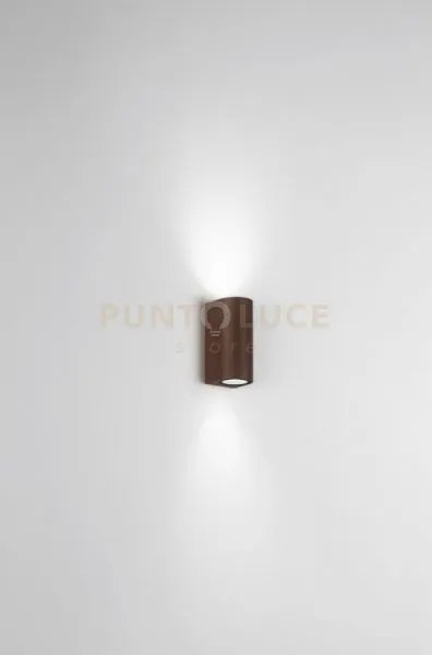 Applique zeno round corten 2 luci attacco gu10 ip65 biemissione