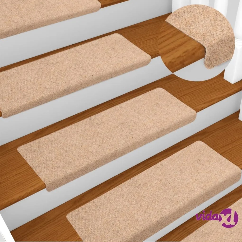 vidaXL Tappetini per Scale Tessuto Agugliato 15 pz 65x21x4 cm Marroni