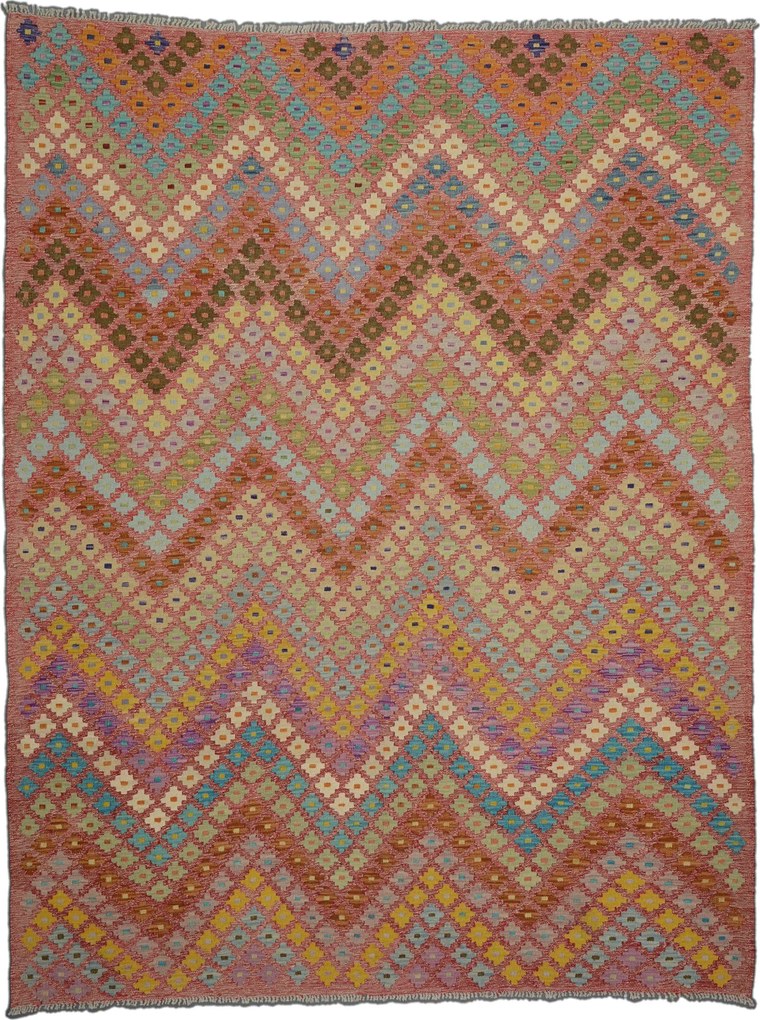 Kilim Tappeto 190x240 Rosa (Pakistan) Tessuto A Mano
