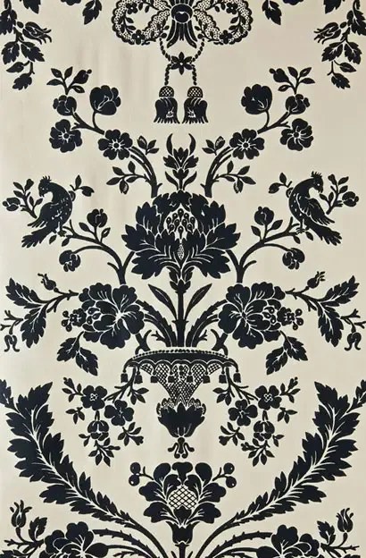 Farrow & Ball Carta da parati St Antoine - Pitch Black/ Old White