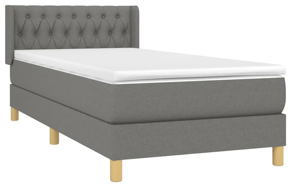 Giroletto a molle con materasso grigio scuro 90x200 cm tessuto