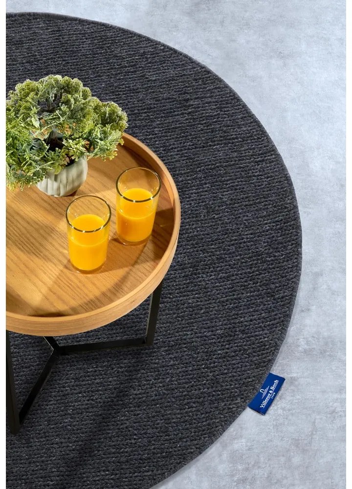 Tappeto rotondo grigio scuro in lana tessuto a mano ø 160 cm Francois - Villeroy&Boch