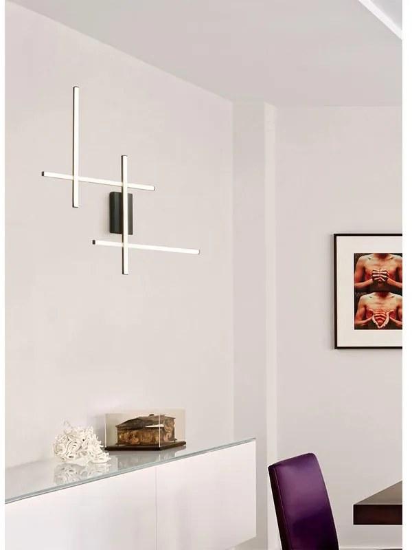 Applique LED design Hope nero, luce con 3 temperature di colore NOVECENTO