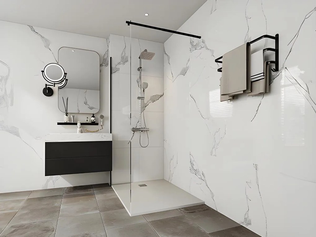 Piatto per doccia da posare o da incasso 120 x 90 cm in Resina Bianco - MIRNOSA