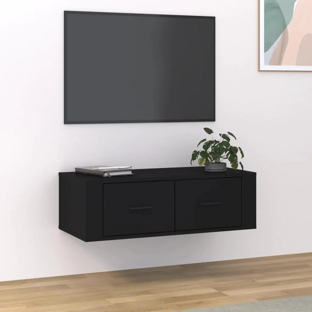 Mobile porta tv sospeso nero 80x36x25 cm in legno multistrato