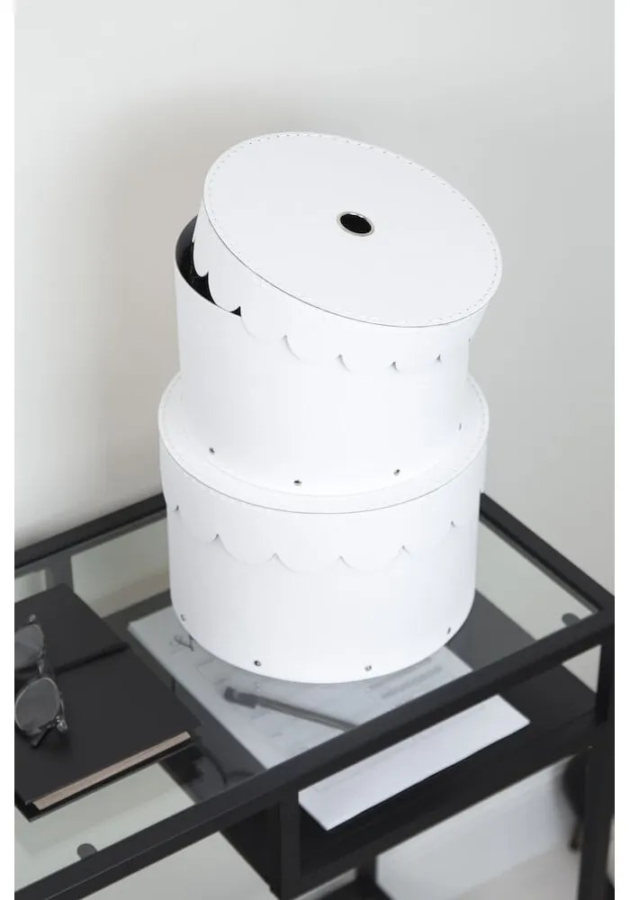 Scatole in set con coperchio bianche in cartone 2 pz ø 26x17,5 cm Wilma Paper Laminate – Bigso