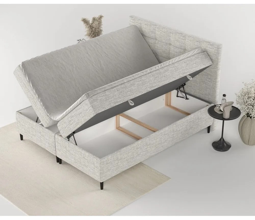 Letto boxspring grigio chiaro con contenitore 180x200 cm Urbaneo - Maison de Rêve