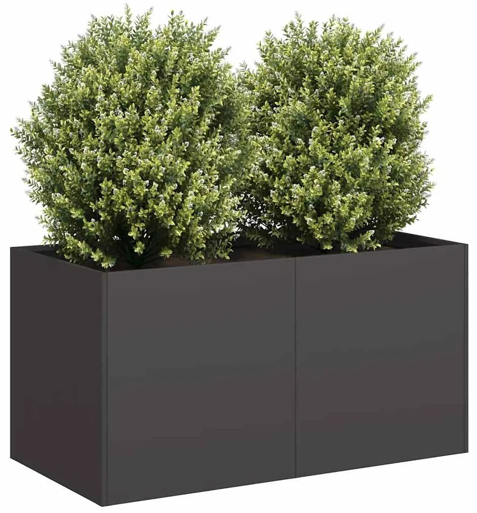 Fioriera Nera 80x40x40 Cm İn Acciaio Laminato A Freddo /